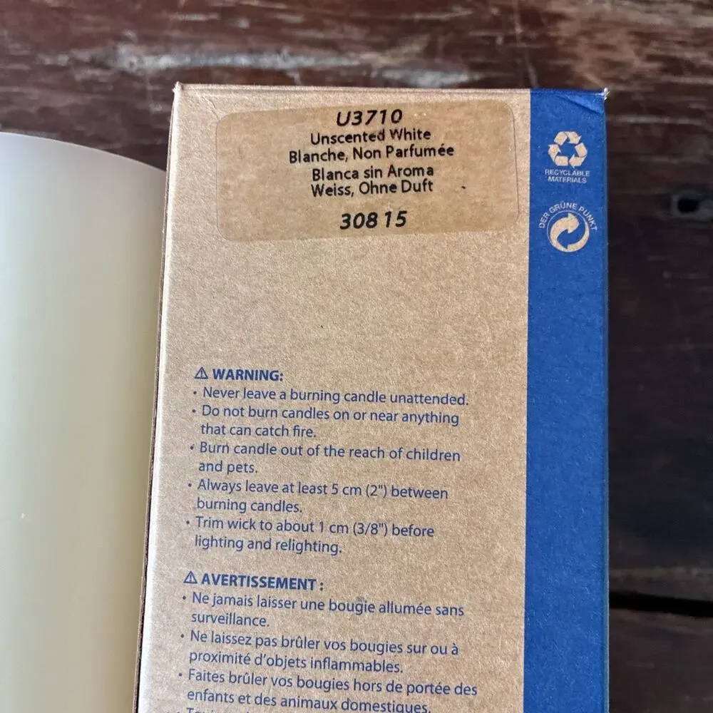 PartyLite Pillar Candle New in Box Unscented White U3710 3" x 7" - Picture 2 of 4